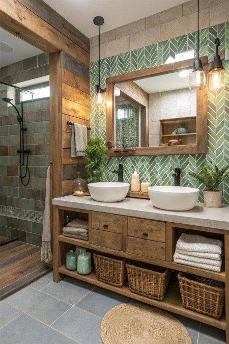 مغسلة خشب مزدوجة أدراج